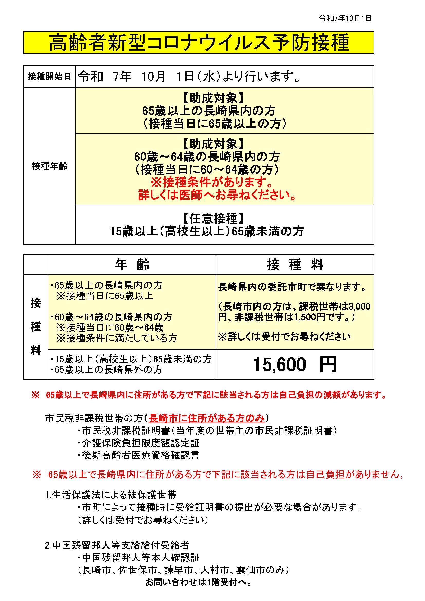 新型コロナウイルス予防接種案内